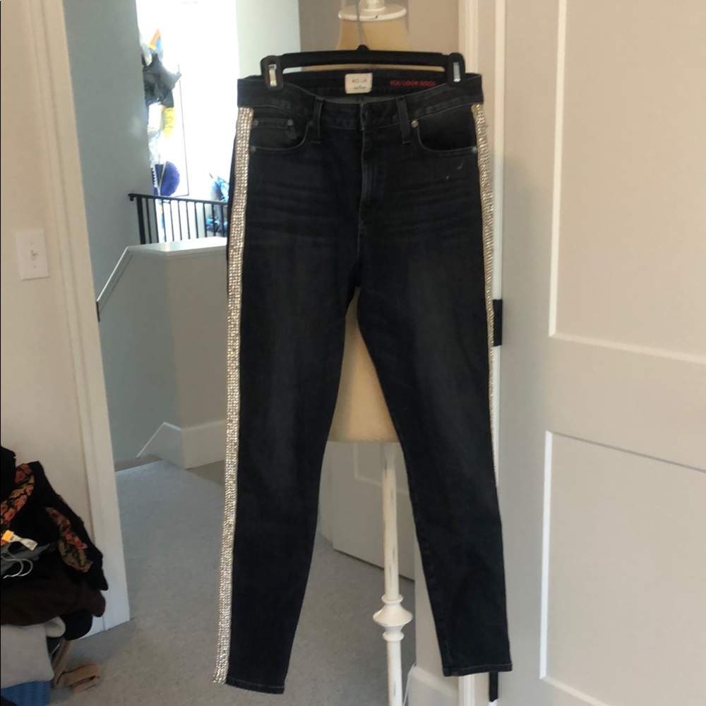 Women's Black Jeans with Silver Accents